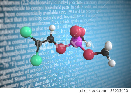 Molecular model of dichlorvos, 3D rendering 88035430