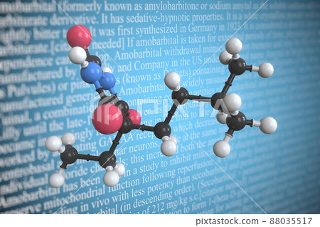 Amobarbital scientific molecular model, 3D rendering Amobarbital scientific molecular model, 3D rendering 88035517
