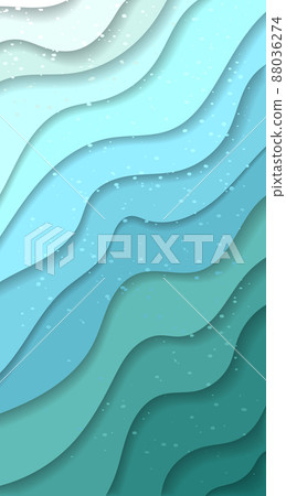 Abstract blue ocean or sea background with waves and water drops. Design illustration. Vector eps 10 88036274