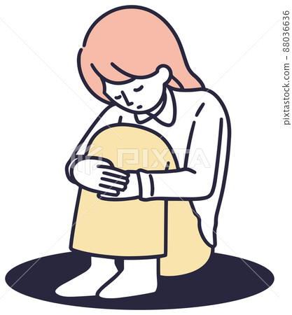 Lonely woman simple illustration Lonely woman simple illustration 88036636