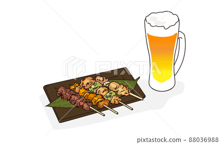 Japanese izakaya food, yakitori and beer 88036988