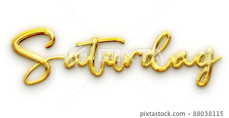 Golden volumetric 3D Text of the inscription Saturday isolated cut out Golden volumetric 3D Text of the inscription Saturday isolated cut out 88038115