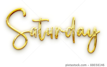 Golden volumetric 3D Text of the inscription Saturday isolated cut out Golden volumetric 3D Text of the inscription Saturday isolated cut out 88038146