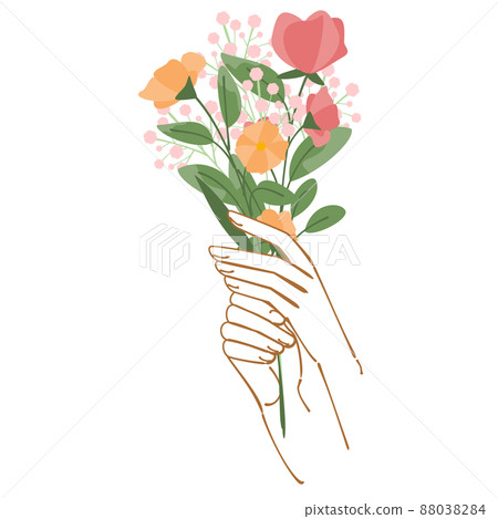 Illustration of a bouquet of pink and orange Illustration of a bouquet of pink and orange 88038284