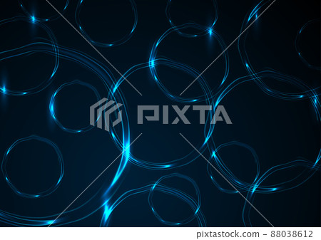 Blue neon glowing circles abstract background - Stock Illustration ...
