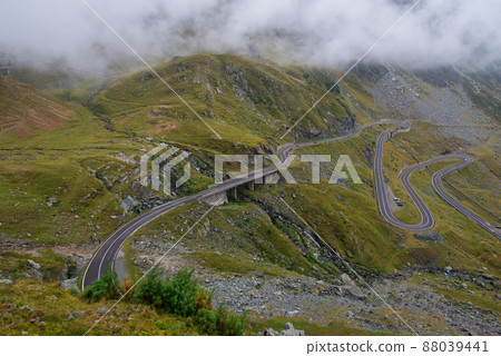 Transfagarasan pass in summer.crossing Carpathian mountains in Romania Transfagarasan pass in summer.crossing Carpathian mountains in Romania 88039441
