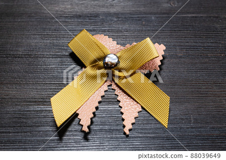 bow brooch from leather and ribbon with pearl bow brooch from leather and ribbon with pearl 88039649