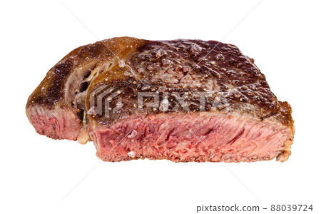 cut medium rare fried ribeye beef steak isolated 88039724
