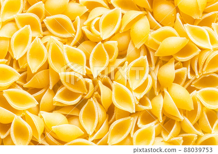 food background from uncooked conchiglie pasta 88039753