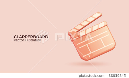 3d vector Clapperboard in realistic cute cartoon style. 88039845