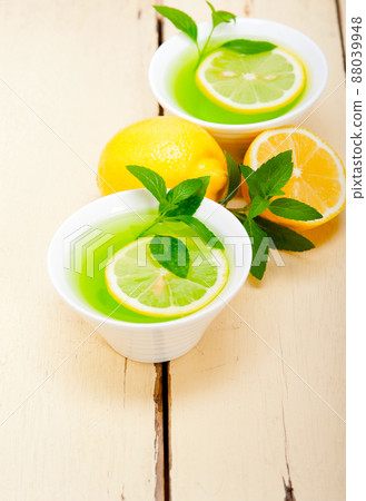 mint infusion tea tisane with lemon 88039948