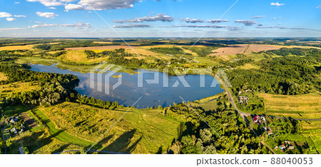 Aerial landscape of Russian Chernozemye. Glazovo village, Kursk region Aerial landscape of Russian Chernozemye. Glazovo village, Kursk region 88040053