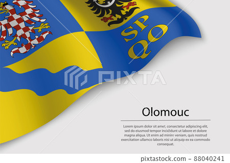Wave flag of Olomouc is a state of Czech republic. Wave flag of Olomouc is a state of Czech republic. 88040241