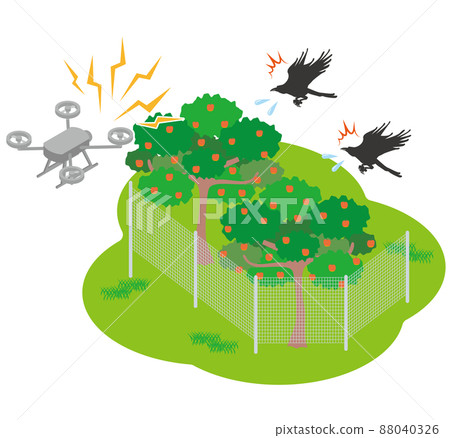 A drone that exterminates crows that ruin the orchard 88040326