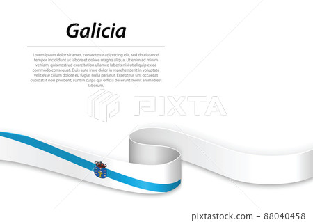 Waving ribbon or banner with flag of Galicia 88040458