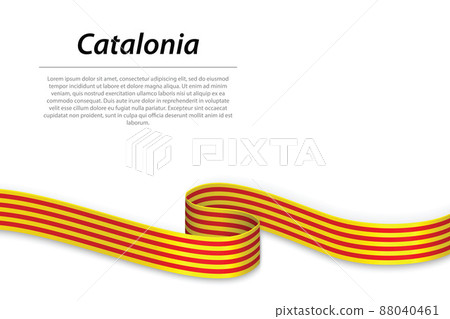 Waving ribbon or banner with flag of Catalonia 88040461
