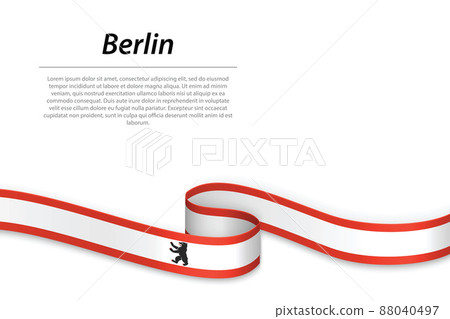 Waving ribbon or banner with flag of Berlin 88040497
