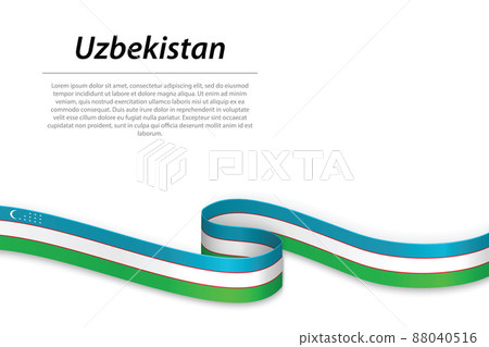 Waving ribbon or banner with flag of Uzbekistan 88040516