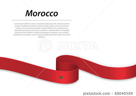 Waving ribbon or banner with flag of Morocco-插圖素材 [88040589] - PIXTA圖庫