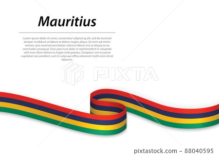 Waving ribbon or banner with flag of Mauritius - Stock Illustration ...