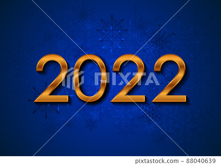 Golden New Year 2022 lettering and blue snowflakes abstract background Golden New Year 2022 lettering and blue snowflakes abstract background 88040639