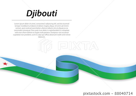 Waving ribbon or banner with flag of Djibouti Waving ribbon or banner with flag of Djibouti 88040714