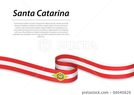 Waving ribbon or banner with flag of Santa Catarina 88040820