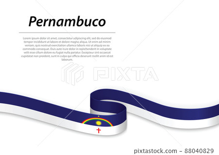 Waving ribbon or banner with flag of Pernambuco Waving ribbon or banner with flag of Pernambuco 88040829