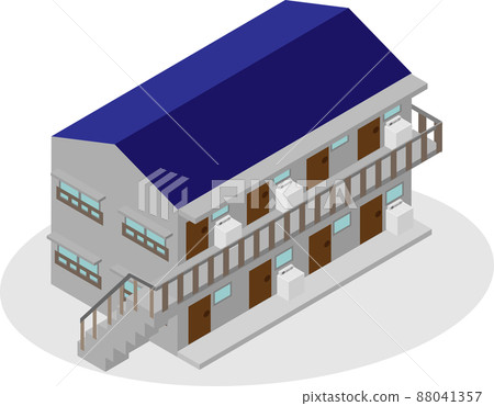 An old apartment with a washing machine in an isometric aisle 88041357