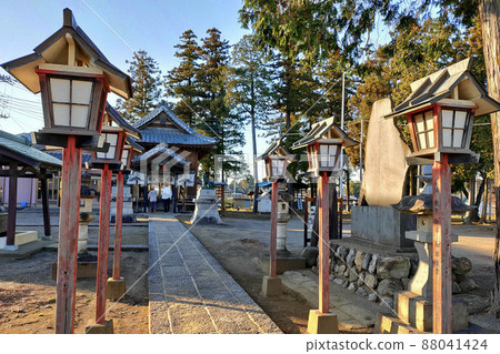 Onishin Shrine approach and night lights [Arashiyama Town, Saitama Prefecture] 88041424