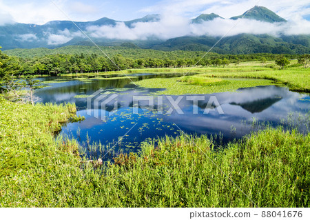 Shiretoko Five Lakes and Shiretoko Mountain Range After the Rain 88041676