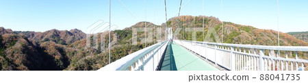 Steel tower (panorama) of Ryujin Big Suspension Bridge, Ibaraki Prefecture 5812 88041735