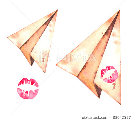 Watercolor paper airplane on white background 88042537