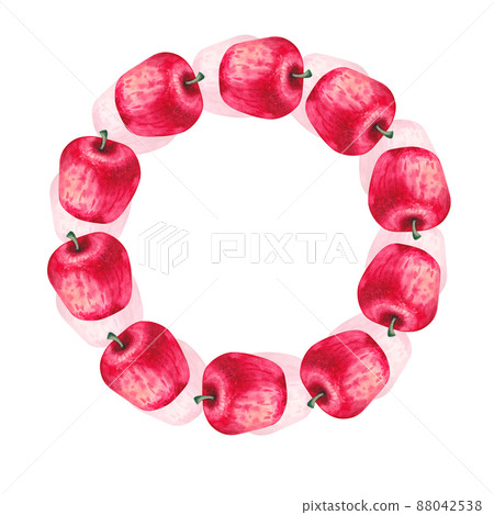 Watercolor frame of apples on a white background 88042538