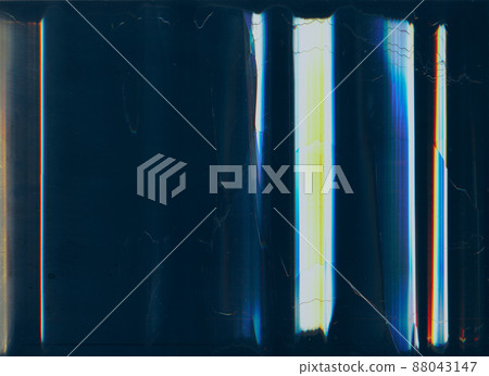 Distorted screen. System damage. Blue glare effect on dark background. Distorted screen. System damage. Blue glare effect on dark background. 88043147