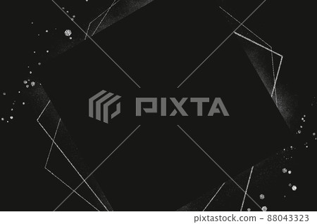 深色抽象框架）黑色背景中心的方形空間幾何銀色閃光聖誕派對 88043323