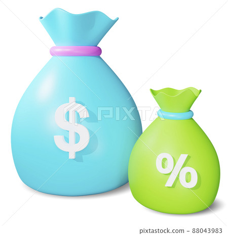 Money bags with dollar sings, 3d illustration. 88043983