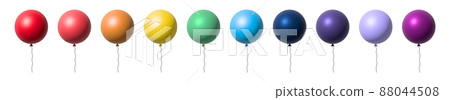 Balloon set isolated on white background. Vector realistic colorful festive 3d balloons template for anniversary, birthday party design Balloon set isolated on white background. Vector realistic colorful festive 3d balloons template for anniversary, birthday party design 88044508
