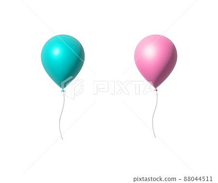 High quality super realistic balloons. Two 3d maked pink and blue party balloons, birthday decoration. Vector flying party ballon set, design element for cards, invitations etc. High quality super realistic balloons. Two 3d maked pink and blue party balloons, birthday decoration. Vector flying party ballon set, design element for cards, invitations etc. 88044511