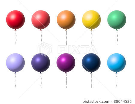 Balloon set isolated on white background. Vector realistic colorful festive 3d balloons template for anniversary, birthday party design Balloon set isolated on white background. Vector realistic colorful festive 3d balloons template for anniversary, birthday party design 88044525