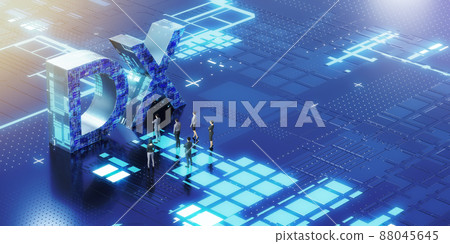 Businessmen facing DX / Image of digital transformation and future-oriented innovation 88045645