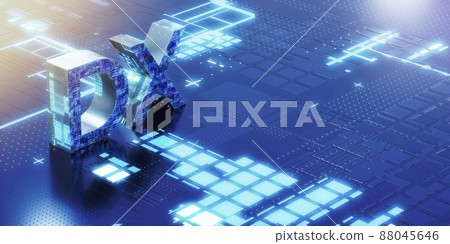 Three-dimensional DX symbol / Digital transformation / Future-oriented innovation image 88045646