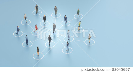 Business person / team management connected by network ・ Diverse community ・ Remote work 88045697