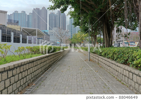the empty pavement at Tseung Kwan O Industrial Estate 16 March 2022 the empty pavement at Tseung Kwan O Industrial Estate 16 March 2022 88046649
