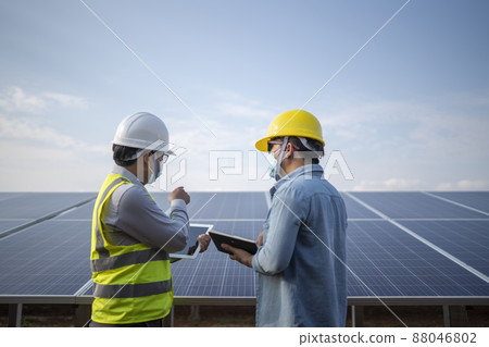 engineering and technician solar panel renewable energy power station in Thailand. 88046802