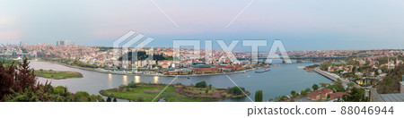 Istanbul city view from Pierre Loti Teleferik station at dusk time, Eyup District, Istanbul, Turkey 88046944