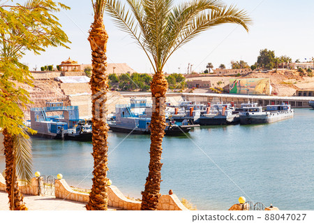 View at the Abu Simbel village in sunny day at Aswan, Upper Egypt. 88047027