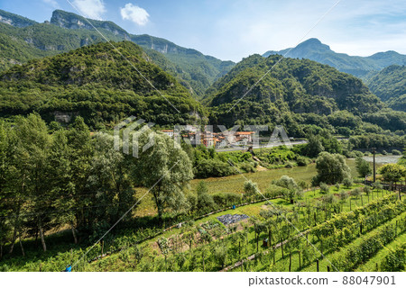 Small Village in Valbrenta Valley and River Brenta - Vicenza Veneto Italy 88047901