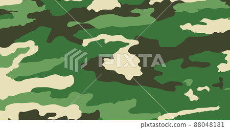 Panoramic green army flora background texture - Vector 88048181
