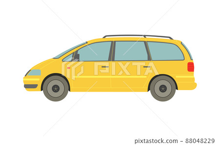 Big yellow minivan on white background - Vector 88048229